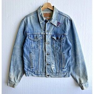 Rare Vintage Levi's 71506 Custom Hand-Painted SNFU Punk Denim Jacket 40L USA 90s
